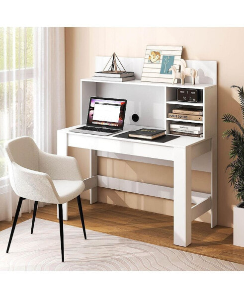 48 Inch Writing Computer Desk with Anti-Tipping Kits and Cable Management Hole-Black