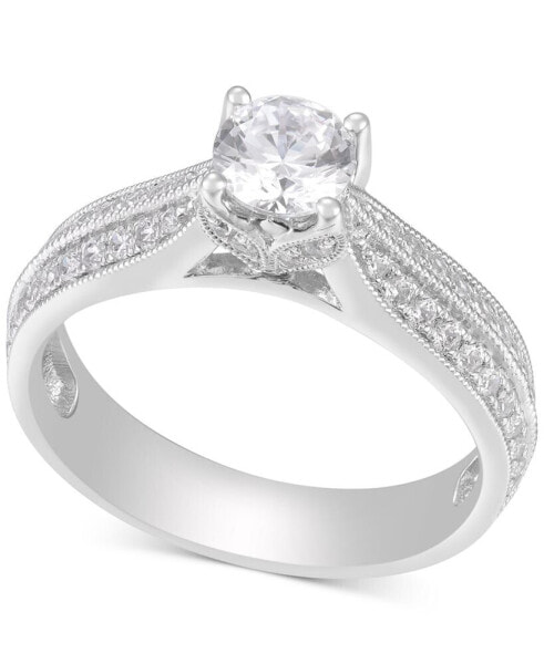 Diamond Triple Row Engagement Ring (1 ct. t.w.) in 14k White Gold