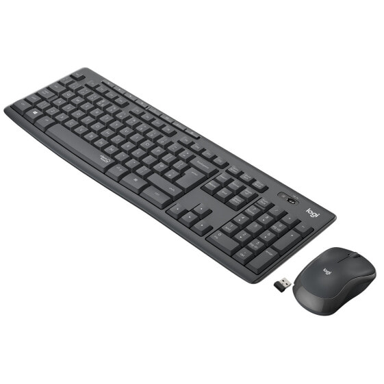 Logitech MK295 Silent Wireless Combo - Full-size (100%) - USB - QWERTY - Graphite - Mouse included