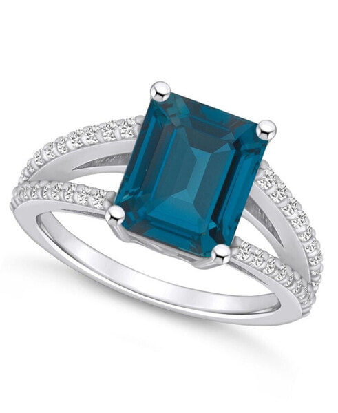 London Blue Topaz and Diamond Accent Ring in 14K White Gold