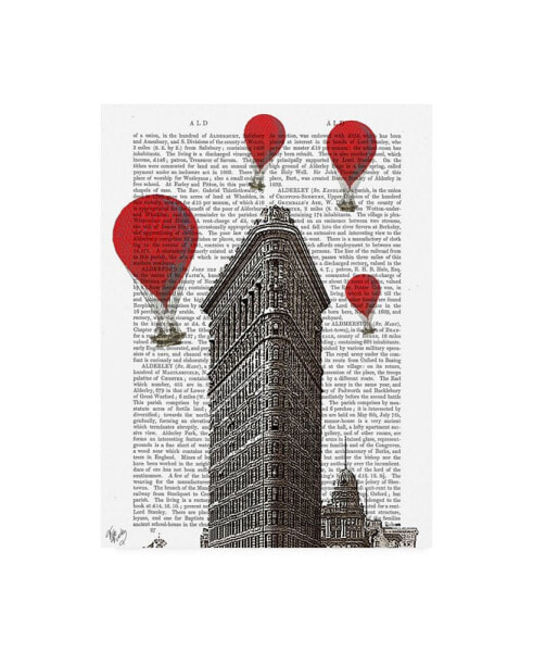 Fab Funky Flat Iron Building and Red Hot Air Balloons Canvas Art - 36.5" x 48"
