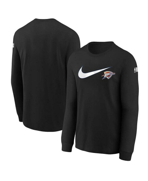 Big Boys and Girls Black Oklahoma City Thunder Swoosh Long Sleeve T-Shirt