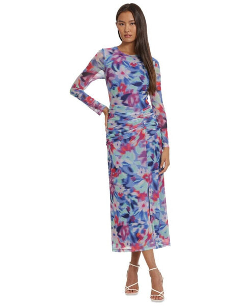 Women's Printed Ruched Maxi Dress