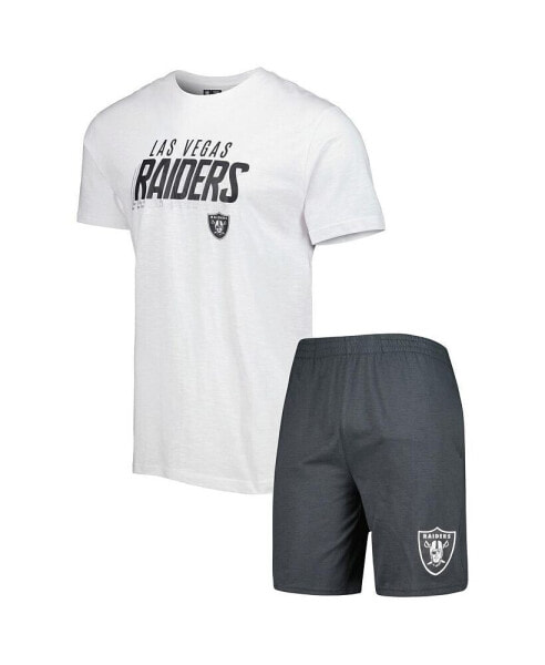 Men's Charcoal, White Las Vegas Raiders Downfield T-shirt and Shorts Sleep Set