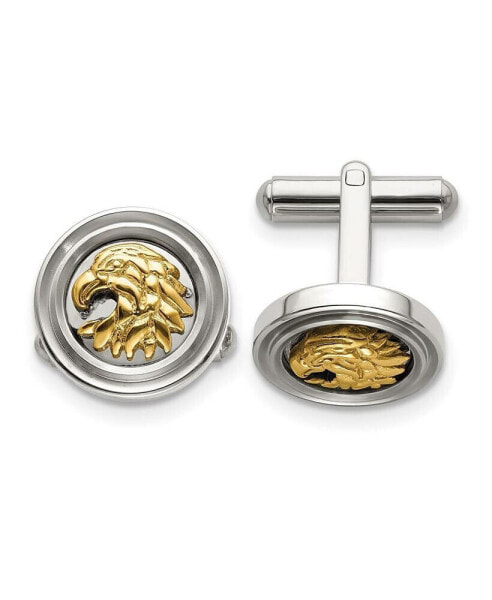 Stainless Steel Polished Yellow IP-plated Eagle Cufflinks