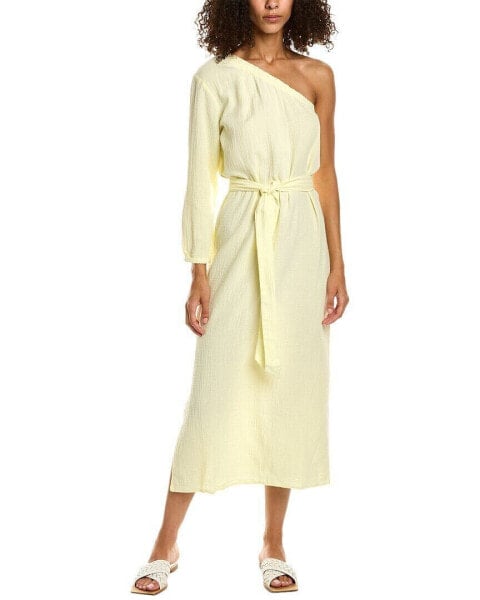 Monrow Gauze One-Shoulder Midi Dress Women's Yellow M