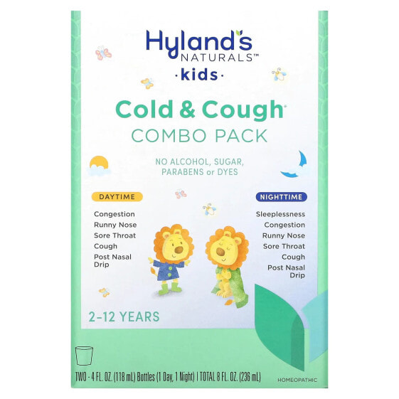 Комплекс от простуды и кашля для детей, дневной/ночной, возраст 2-12 лет, 2 бутылки по 118 мл каждая Hyland's Naturals