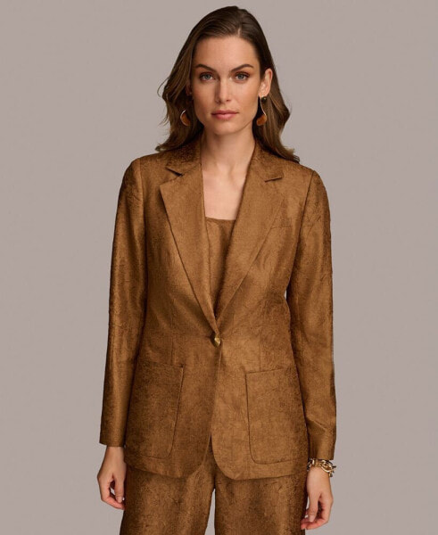 Donna Karan Women's Textured Metallic One-Button Blazer