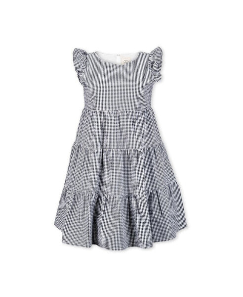 Women's Organic Cotton Flutter Sleeve Short Tiered Dress