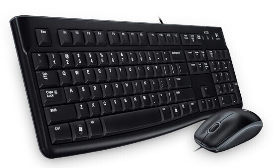 Logitech Desktop MK120 - Full-size (100%) - Wired - USB - Black - Mouse included