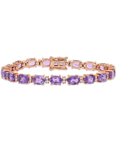 Amethyst (14 ct. t.w.) & White Sapphire (3/5 ct. t.w.) Link Bracelet in 14k Rose Gold