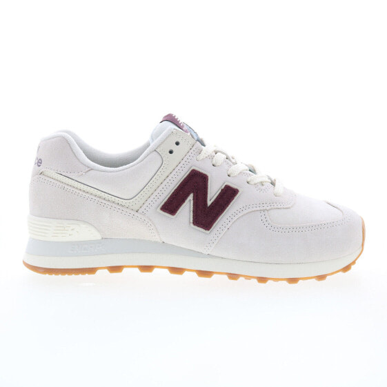 New Balance 574 U574NOW Mens White Suede Lace Up Lifestyle Sneakers Shoes