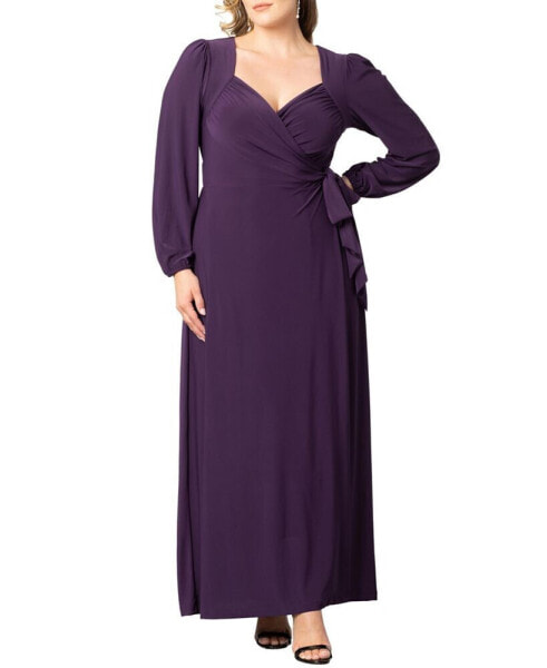 Women's Plus Size Modern Muse Long Sleeve Wrap Gown