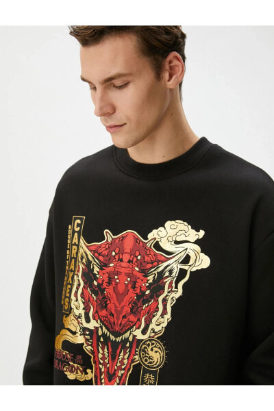 House Of The Dragon Oversize Sweatshirt Lisanslı Baskılı