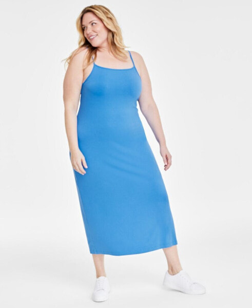 Trendy Plus Size Ribbed Midi Dress, Created for Macy's