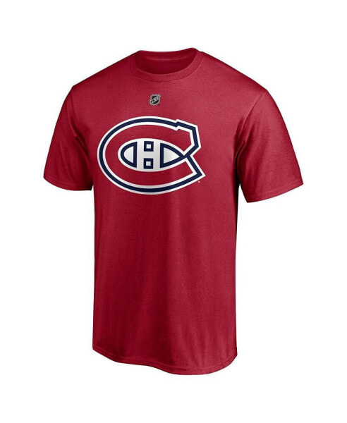 Men's Cole Caufield Red Montreal Canadiens Authentic Stack Name and Number T-shirt