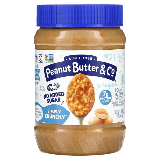 Peanut Butter & Co., Simply Crunchy, арахисовая паста, без добавления сахара, 454 г (16 унций)