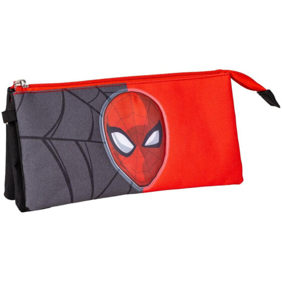 Школьный пенал Spider-Man Тройной Красный Чёрный 22,5 x 2 x 11,5 см