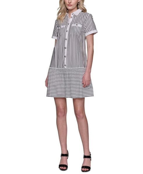 Women's Striped Button-Front Dress