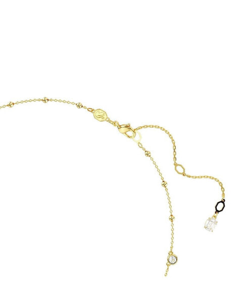 Round Cut, Scattered Design, White, Gold-Tone Imber Necklace