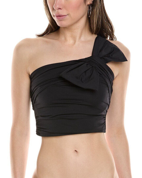 Carmen Marc Valvo One-Shoulder Crop Bikini Top Women's Black Xs