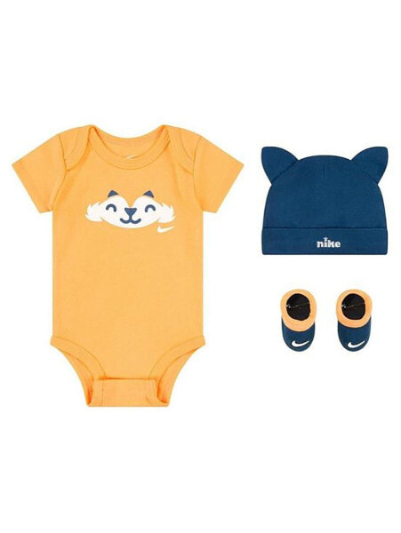 [NN0878-N4W] Baby Nike Bodysuit, Hat and Booties 3-PC Box Set