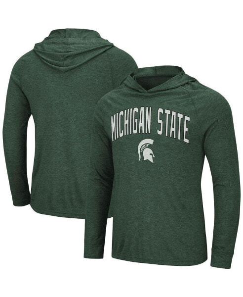 Men's Heathered Green Michigan State Spartans Big and Tall Wingman Raglan Hoodie T-shirt