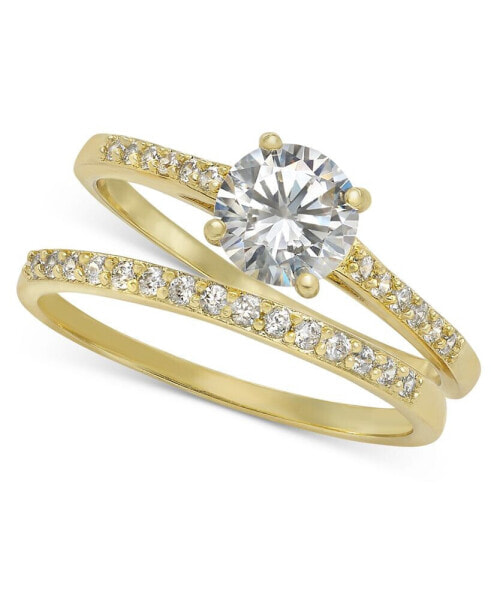 Gold-Tone 2-Pc. Set Crystal Band Ring, Created for Macy's