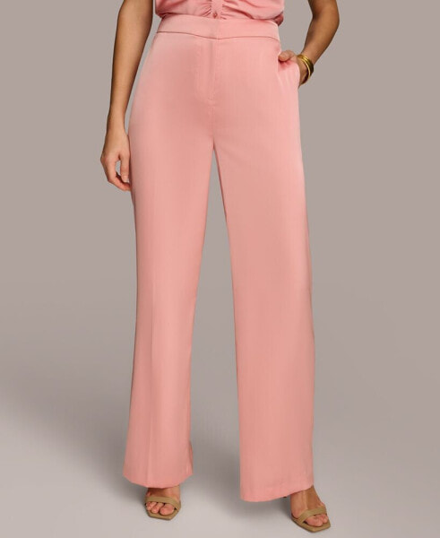 Women's Straight-Leg Satin Pants