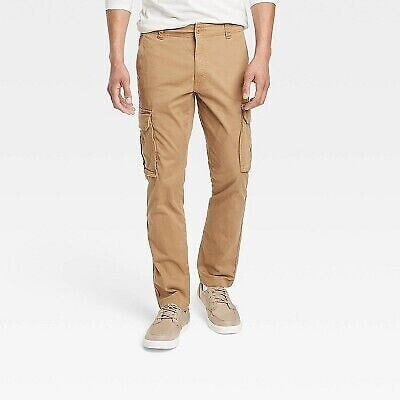 Men's Regular Fit Straight Cargo Pants - Goodfellow & Co Brown 34x32