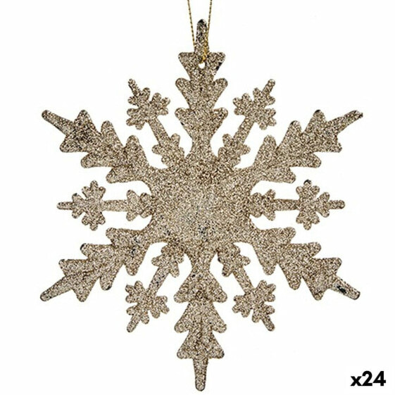 Christmas bauble Snowflakes champagne Plastic Glitter 15 x 15 x 0,2 cm (24 Units)