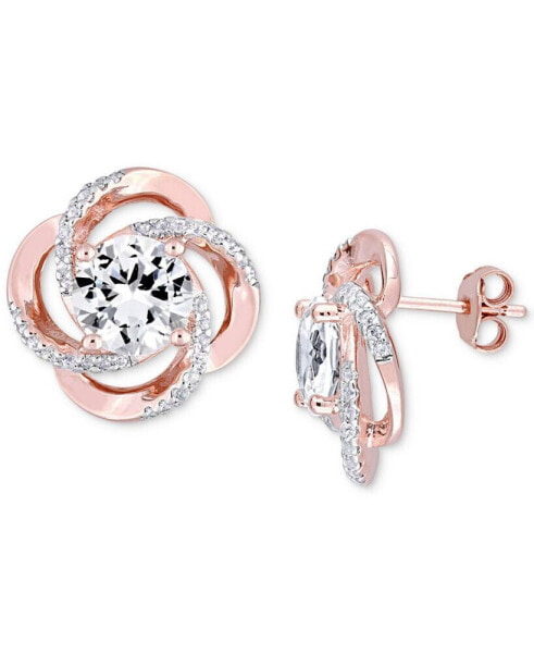 White Topaz Floral Swirl Stud Earrings (5-1/7 ct. t.w.) in 18k Rose Gold-Plated Sterling Silver