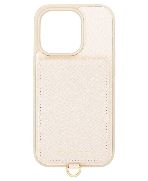 Women's Ivory Saffiano Leather iPhone 14 Pro Case