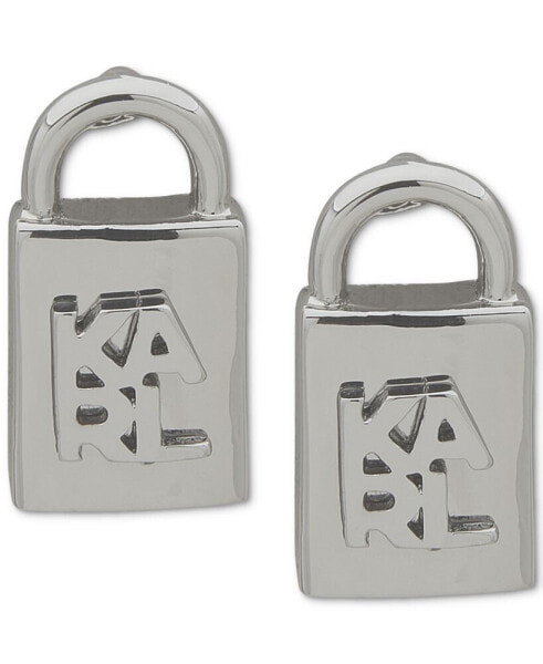 Logo-Embossed Padlock Stud Earrings