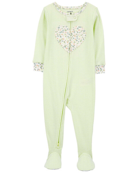 Baby 1-Piece Heart 100% Snug Fit Cotton Footie PJs 24M