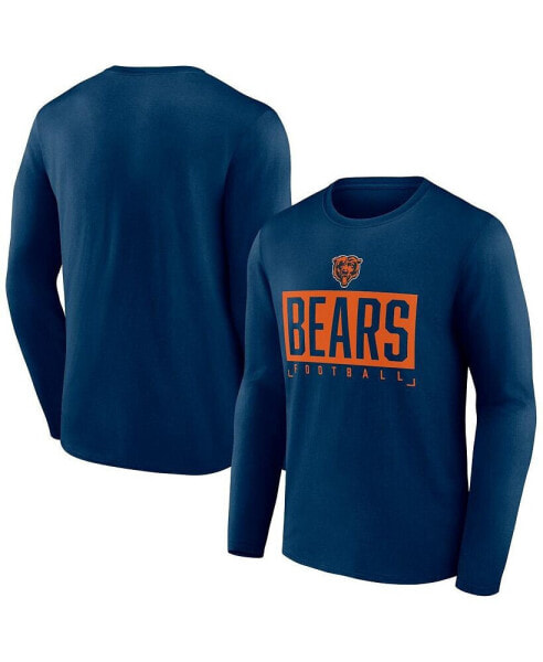 Men's Navy Chicago Bears Big and Tall Wordmark Long Sleeve T-shirt