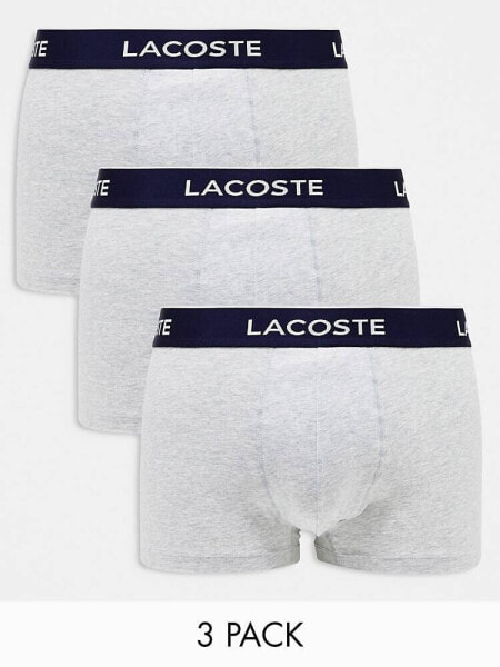 Lacoste essentials 3 pack trunks in grey