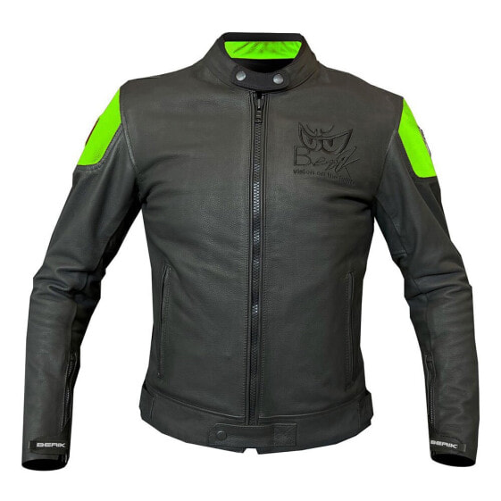 Куртка кожаная для мужчин Berik Classic Racer Black/Green