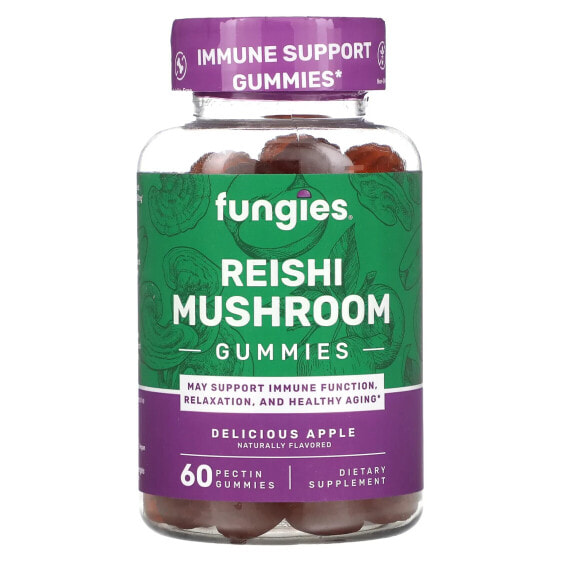 Reishi Mushroom Gummies, Delicious Apple, 60 Pectin Gummies