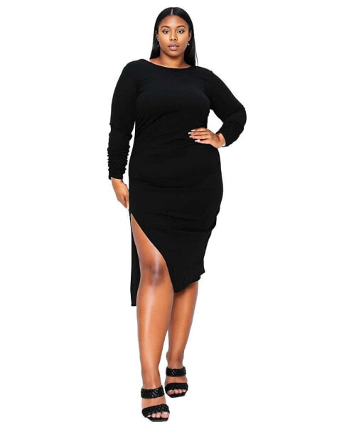 Plus Size Bianca Open Back Slit Dress