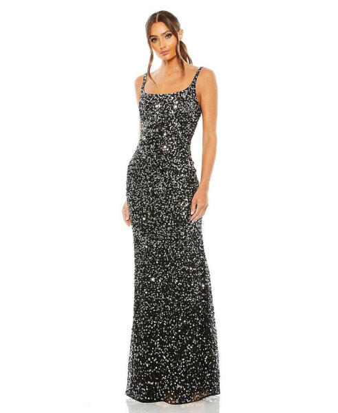 Women's Sequined Low Back Slip Gown