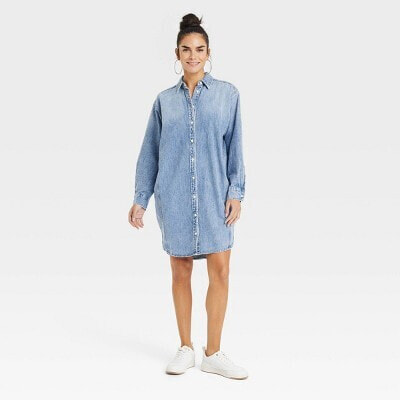 Women's Long Sleeve Mini Shirtdress - Universal Thread