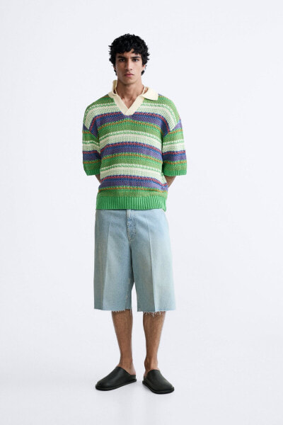 Bermuda jorts with crochet stripes - limited edition