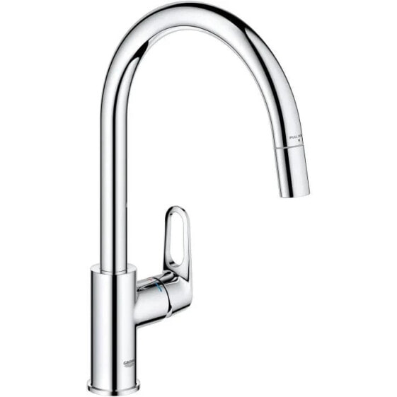 Kchenarmatur Chrom hoher C-frmiger Auslauf herausziehbarer Luftsprudler 360-Drehung Durchflussbegrenzer GROHE Start Flow 30569000