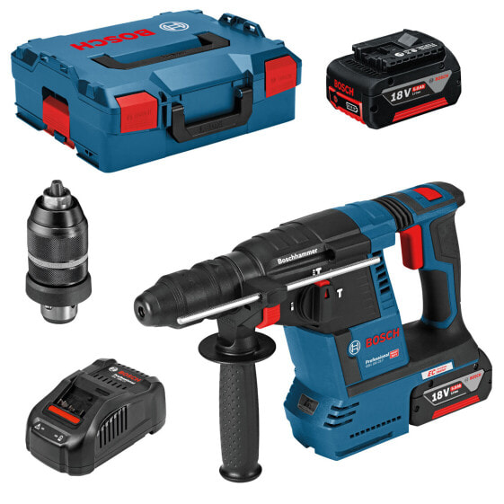 Bosch Akku-Bohrhammer GBH 18V-26 F mit 2x 5,0 Ah Akkus mit Ladegerät, inklusive L-BOXX