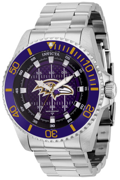 Invicta Men's 36939 NFL Baltimore Ravens Quartz 3 Hand Purple Brown White Bla...