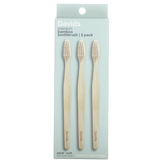 Premium Bamboo Toothbrush, Soft, Adult, 3 Toothbrushes