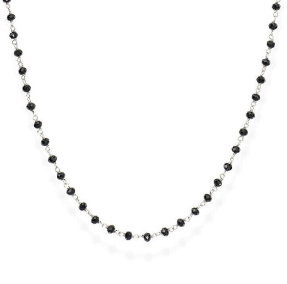 Timeless silver necklace with black crystals Romance CLBN