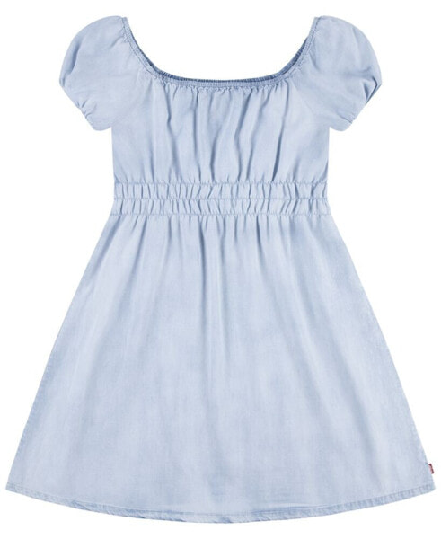 Платье для малышей Levi's с квадратным вырезом горловины и объемными рукавами