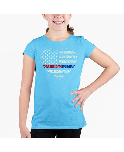 Big Girl's Word Art T-shirt - American Woman
